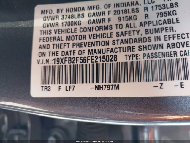 19XFB2F56FE215028 Honda Civic Lx