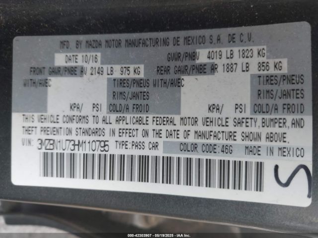 3MZBN1U73HM110795 Mazda Mazda3 Sport