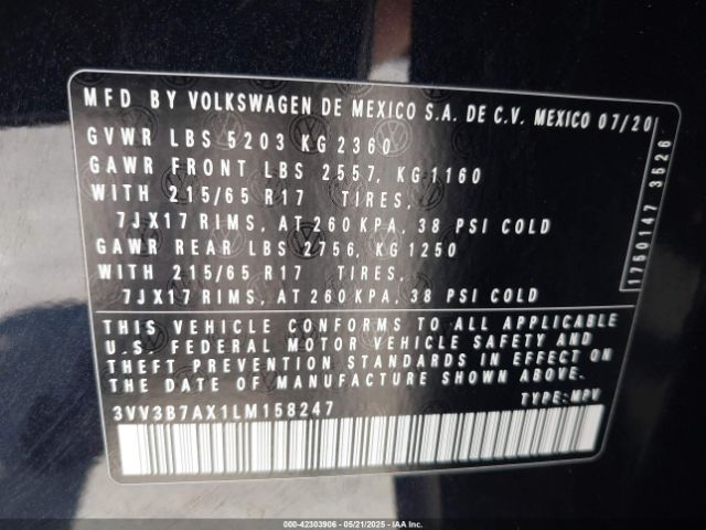 2020 VOLKSWAGEN TIGUAN 3VV3B7AX1LM158247 Photo 8