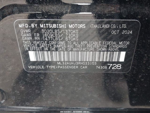 ML32AUHJ3RH033103 Mitsubishi Mirage Es/le