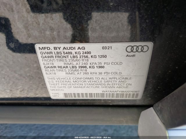 WA1AAAFY9M2076387 Audi Q5