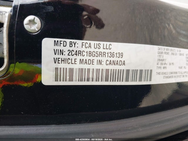 2C4RC1BG5RR136139 Chrysler Pacifica Touring L