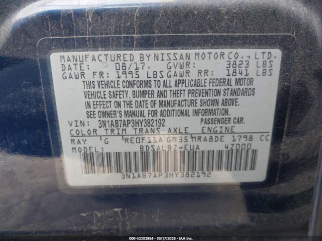 3N1AB7AP3HY382192 Nissan SENTRA S