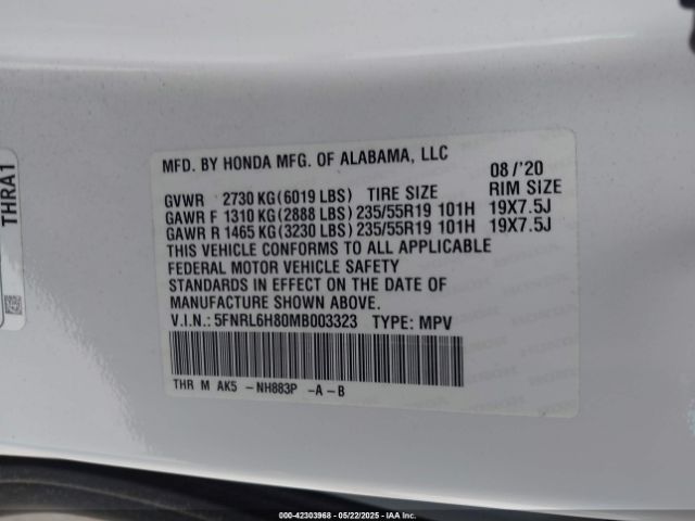 2021 HONDA ODYSSEY 5FNRL6H80MB003323 Photo 8
