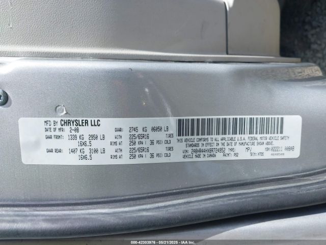 2008 CHRYSLER TOWN & COUNTRY 2A8HR44HX8R724952 Photo 8