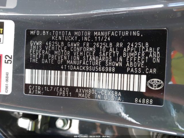 4T1DAACK9SU566988 Toyota a25a-fxs