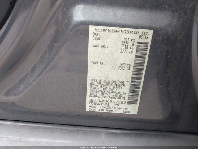 1N4AL3AP4JC267592 Nissan Altima 2.5 S