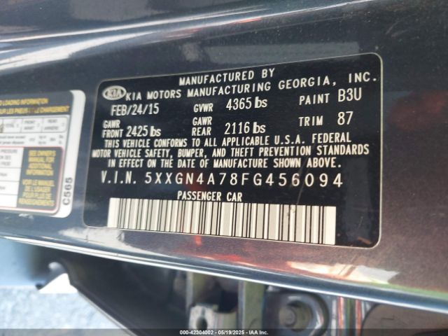 5XXGN4A78FG456094 KIA dohc gdi theta ii