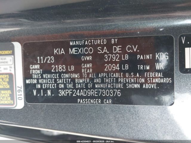 3KPF24AD9RE730376 KIA Forte Lxs