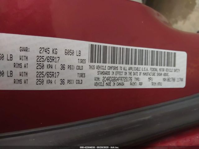 2C4RDGBG4FR725176 Dodge Grand Caravan American Value Pkg