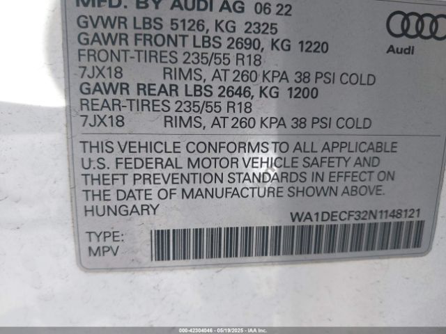 WA1DECF32N1148121 Audi Q3 Premium 45 Tfsi S Line Quattro Tiptronic