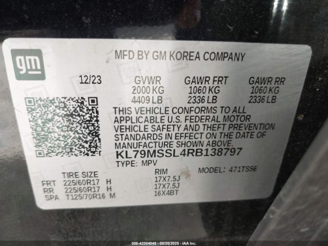 KL79MSSL4RB138797 Chevrolet Trailblazer Awd Activ