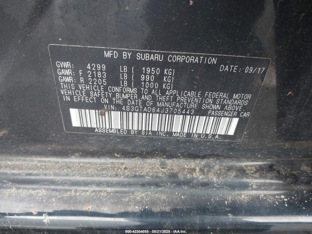 4S3GTAD64J3705443 Subaru Impreza 2.0i Premium
