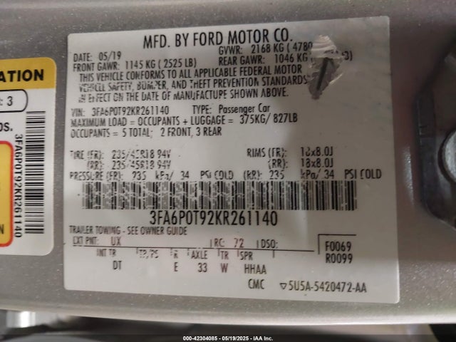 Ford gtdi 2019 3FA6P0T92KR261140 Image 9