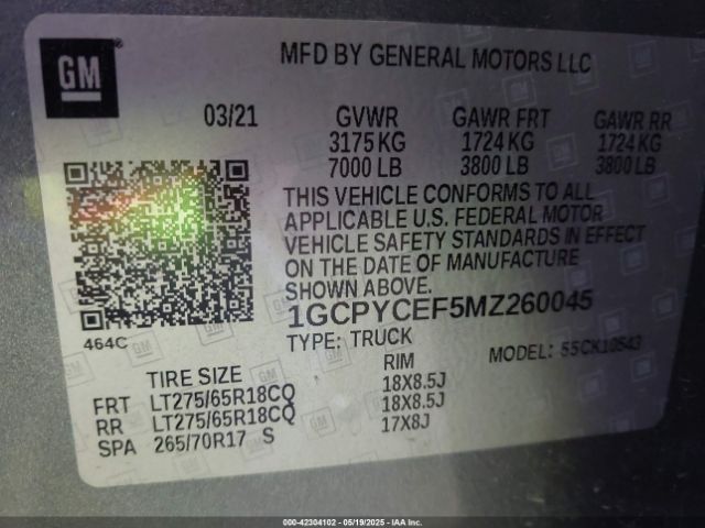 1GCPYCEF5MZ260045 Chevrolet l82