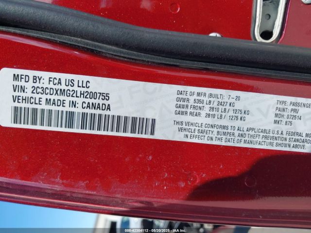 2020 DODGE CHARGER 2C3CDXMG2LH200755 Photo 8