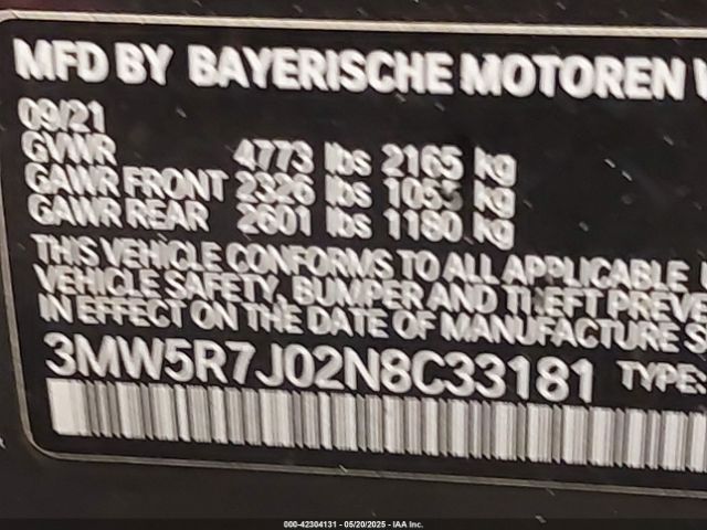 2022 BMW 330I 3MW5R7J02N8C33181 Photo 8