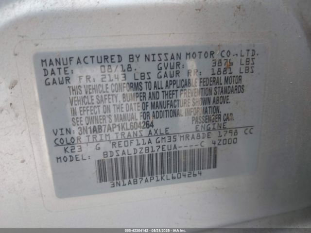 3N1AB7AP1KL604264 Nissan SENTRA SV