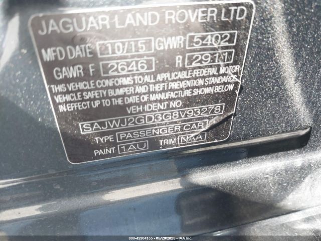 2016 JAGUAR XJ SAJWJ2GD3G8V93278 Photo 8