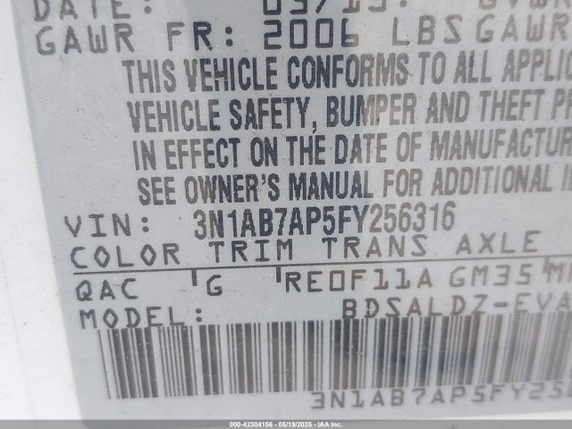 3N1AB7AP5FY256316 Nissan SENTRA SV