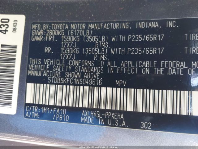 2022 TOYOTA SIENNA 5TDBSKFC1NS049616 Photo 8