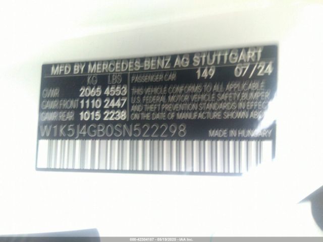 W1K5J4GB0SN522298 Mercedes-Benz Cla 250 Coupe