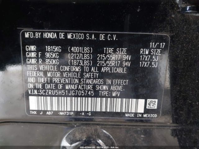 3CZRU5H51JG705745 Honda HR-V EX