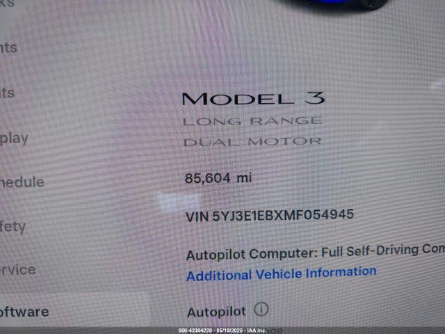 2021 TESLA MODEL 3 5YJ3E1EBXMF054945 Photo 6