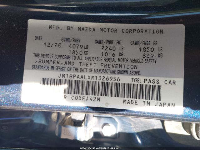 JM1BPAALXM1326956 Mazda Mazda3 2.5 S