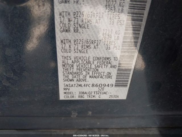 5N1AT2ML4FC860949 Nissan ROGUE SV