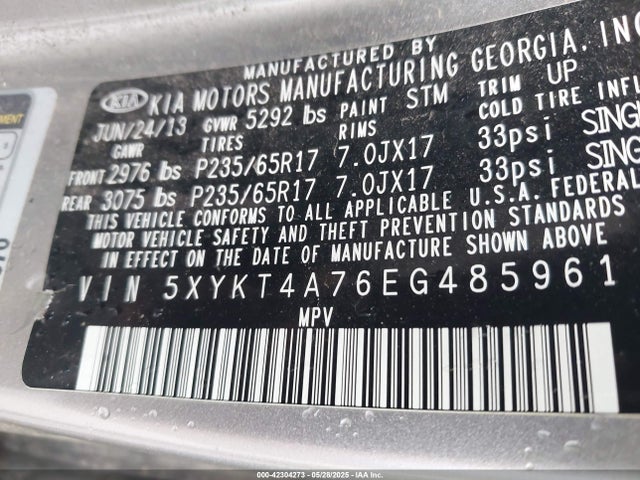 5XYKT4A76EG485961 KIA Sorento Lx V6