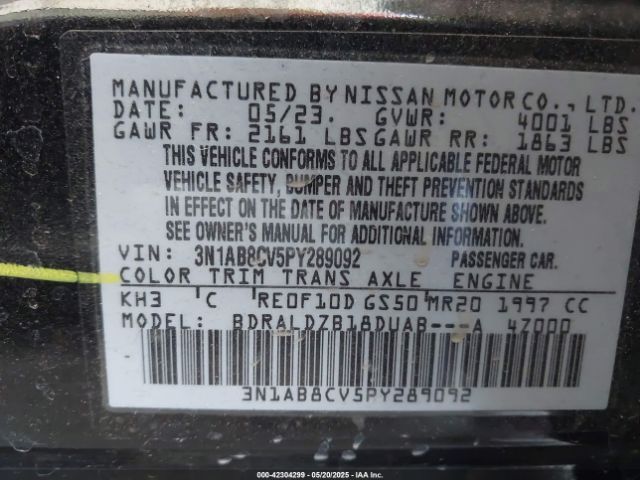 3N1AB8CV5PY289092 Nissan Sentra