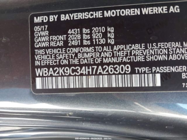 WBA2K9C34H7A26309 BMW 230I