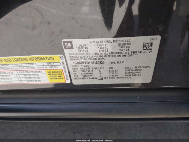 1GNKRFED1HJ154839 Chevrolet Traverse Ls
