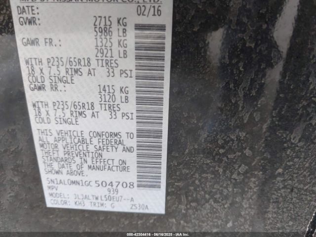 2016 INFINITI QX60 5N1AL0MN1GC504708 Photo 8