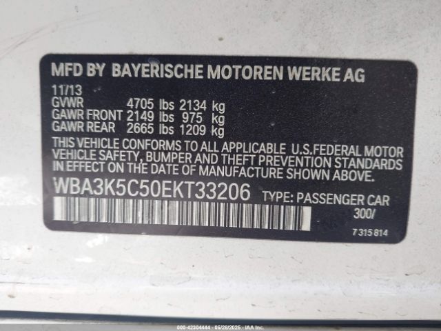 WBA3K5C50EKT33206 BMW 2014