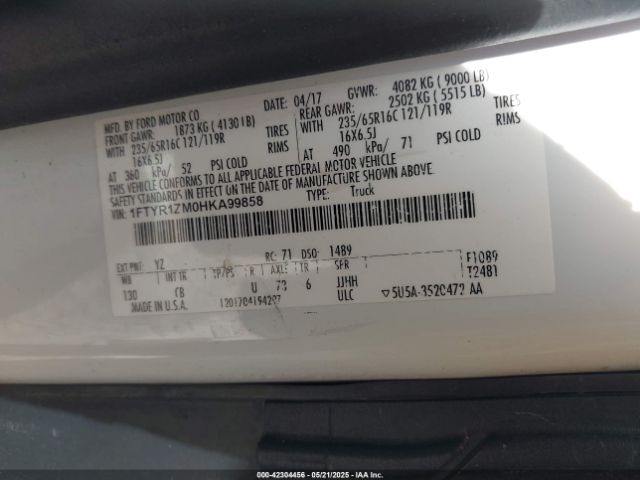 1FTYR1ZM0HKA99858 Ford Transit-250