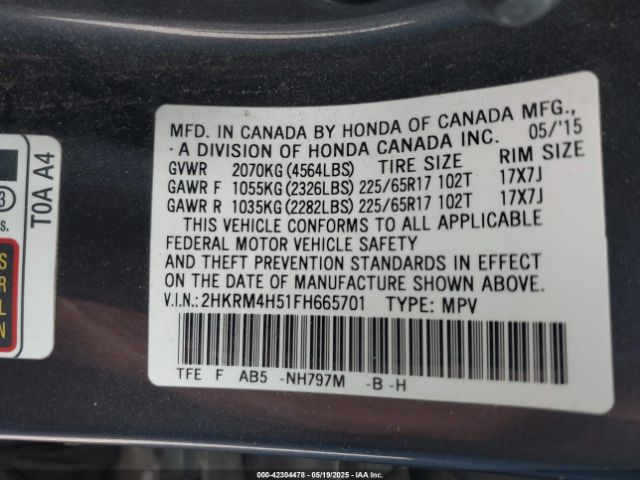 2HKRM4H51FH665701 Honda CR-V EX