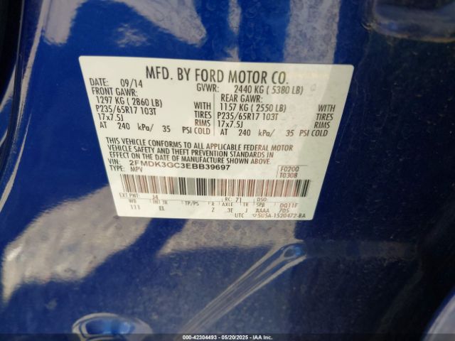 2FMDK3GC3EBB39697 Ford EDGE SE