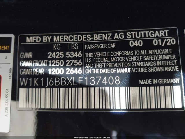 W1K1J6BBXLF137408 Mercedes-Benz m256