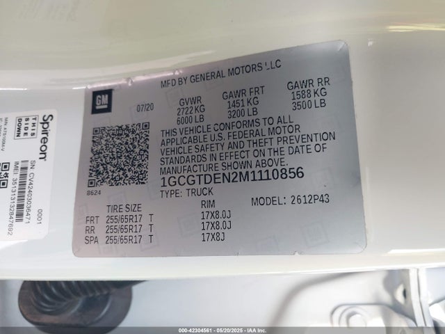 1GCGTDEN2M1110856 Chevrolet lgz - di, vvt, alum, var2, gen 2