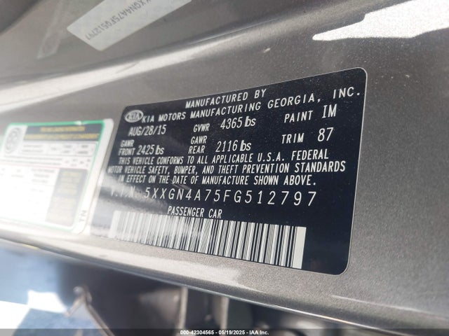 5XXGN4A75FG512797 KIA dohc gdi theta ii