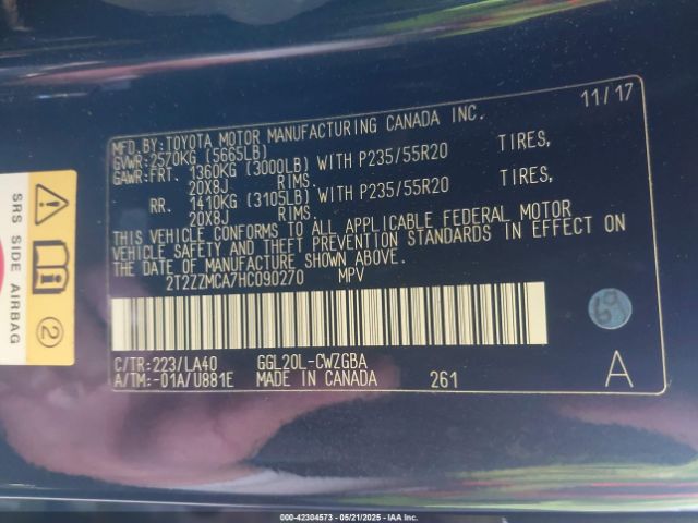 2T2ZZMCA7HC090270 Lexus RX 350
