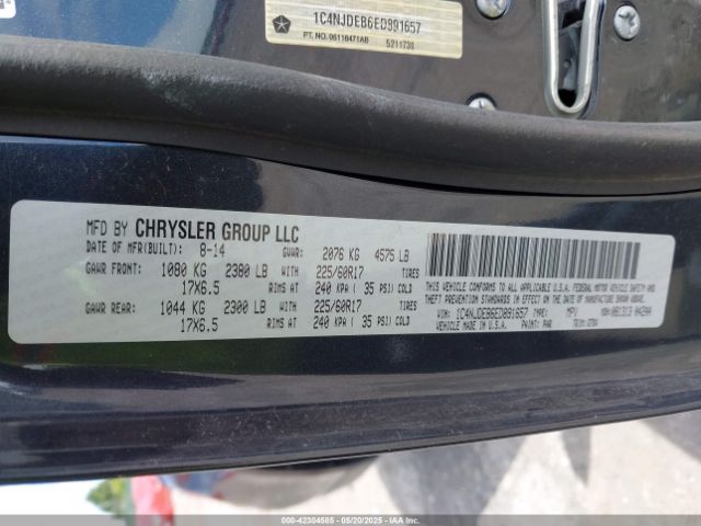1C4NJDEB6ED891657 Jeep Compass Latitude