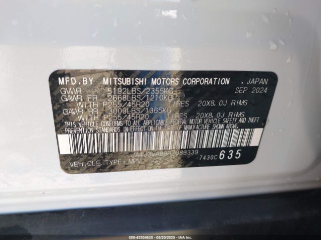 2024 MITSUBISHI OUTLANDER JA4J3VA89RZ089339 Photo 8