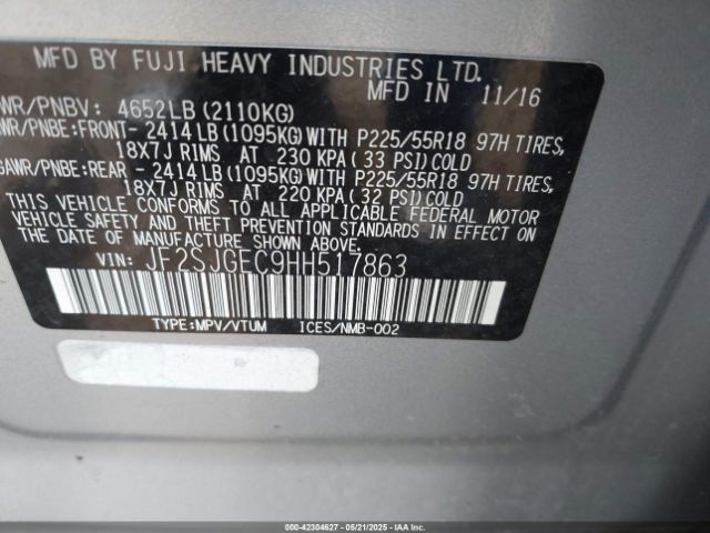 JF2SJGEC9HH517863 Subaru Forester 2.0xt Premium