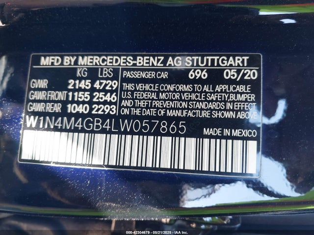 W1N4M4GB4LW057865 Mercedes-Benz m260