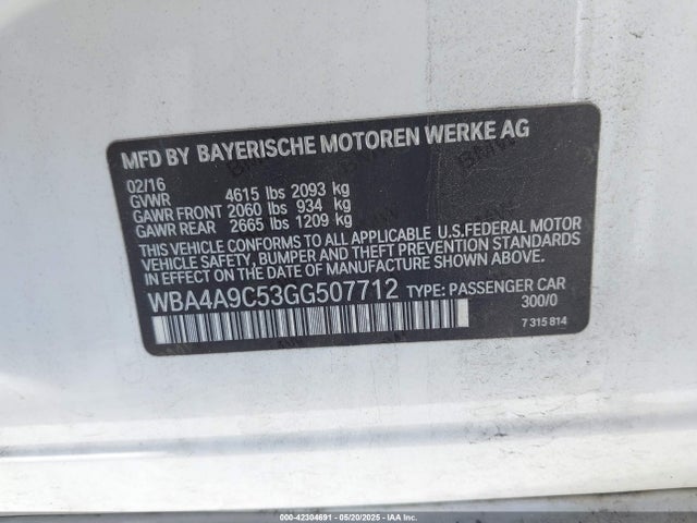 BMW 2016 2016 WBA4A9C53GG507712 Image 9
