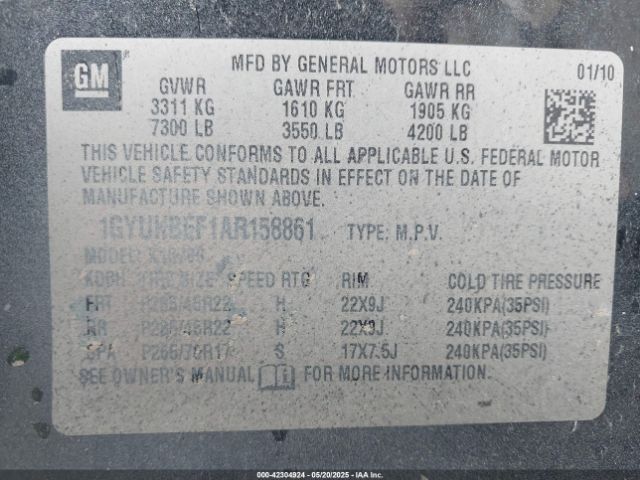 2010 CADILLAC ESCALADE 1GYUKBEF1AR158861 Photo 8
