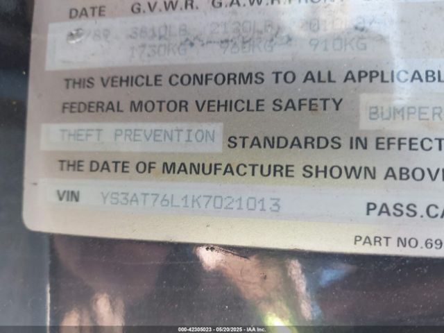 1989 SAAB 900 YS3AT76L1K7021013 Photo 8